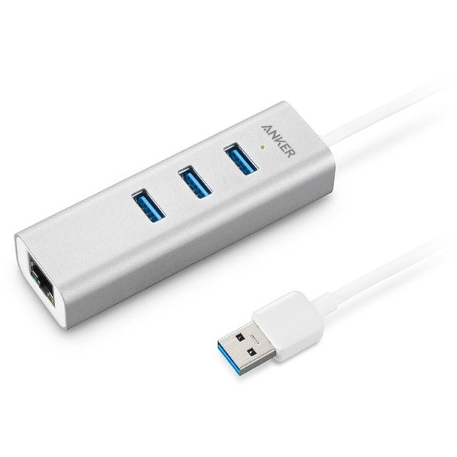 Anker 3-Port USB 3.0 Aluminum HUB with 10/100/1000 Gigabit Ethernet Converter USB-A Hub A7514