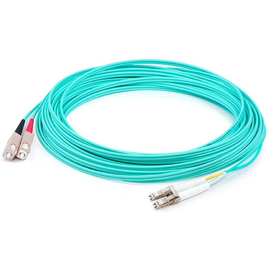 AddOn 29m LC (Male) to SC (Male) Straight Aqua OM4 Duplex LSZH Fiber Patch Cable