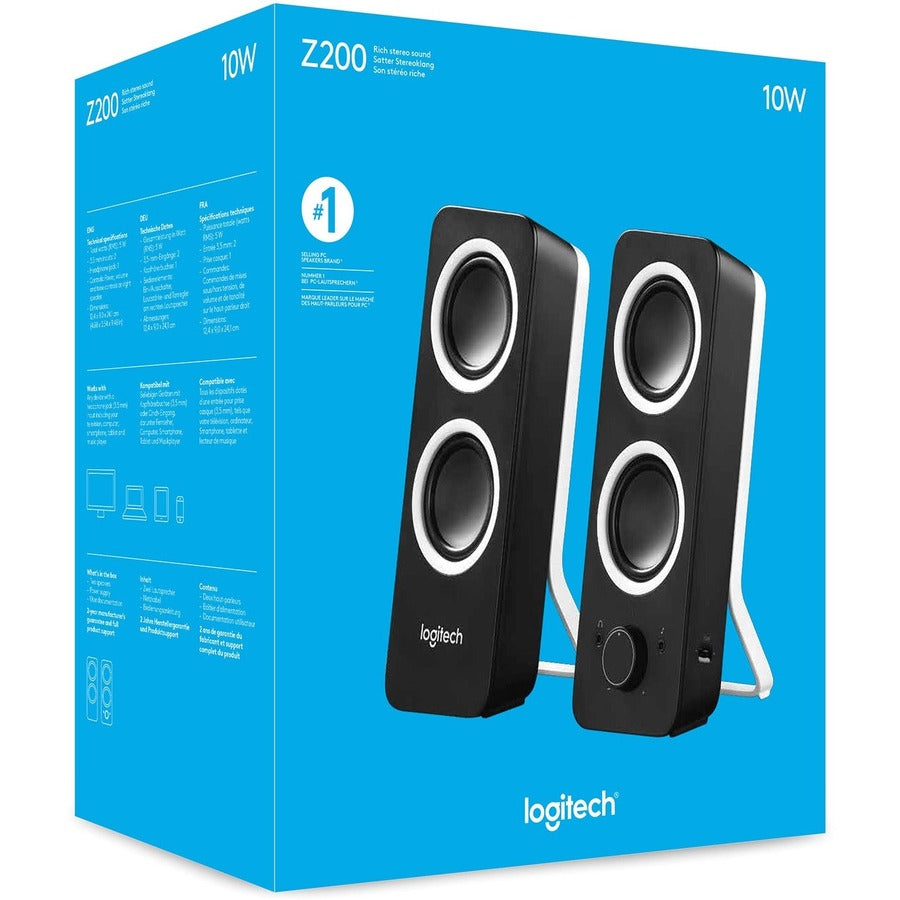 Logitech Multimedia Speakers Z200 with Stereo Sound for Multiple Devices (Midnight Black)