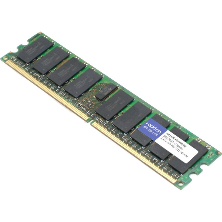 AddOn AA160D3DRVN/8G x1 JEDEC Standard 8GB DDR3-1600MHz Unbuffered Dual Rank 1.35V 240-pin CL11 UDIMM