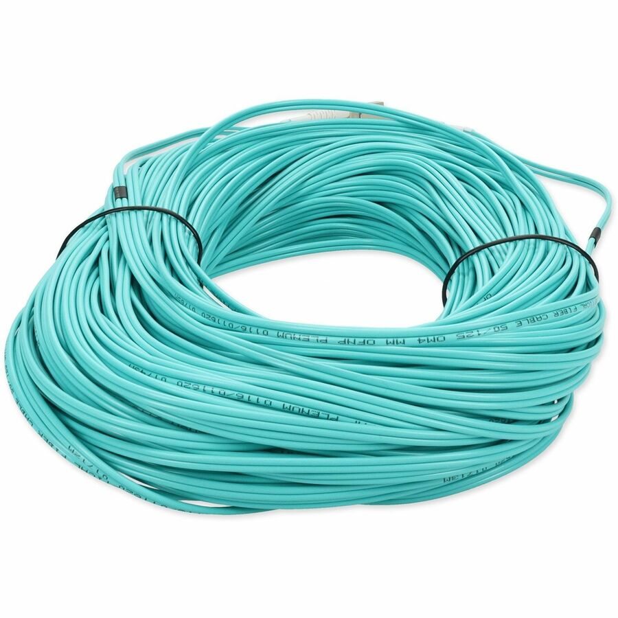 AddOn 91m LC (Male) to LC (Male) Straight Aqua OM4 Duplex Plenum Fiber Patch Cable