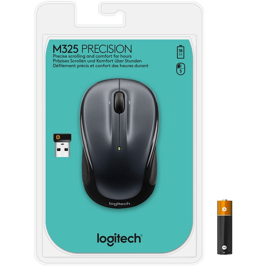 Logitech M325 Wireless Mouse, 2.4 GHz with USB Unifying Receiver, 1000 DPI Optical Tracking, 18-Month Life Battery, PC / Mac / Laptop / Chromebook (DARK SILVER)