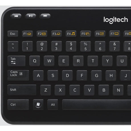 Logitech K360 Compact Wireless Keyboard for Windows, 2.4GHz Wireless, USB Unifying Receiver, 12 F-Keys, 3-Year Battery Life, Compatible with PC, Laptop (Glossy Black)