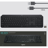 Logitech MX Keys Advanced Wireless Illuminated Keyboard, Tactile Responsive Typing, Backlighting, Bluetooth, USB-C, Apple macOS, Microsoft Windows, Linux, iOS, Android, Metal Build (Black)