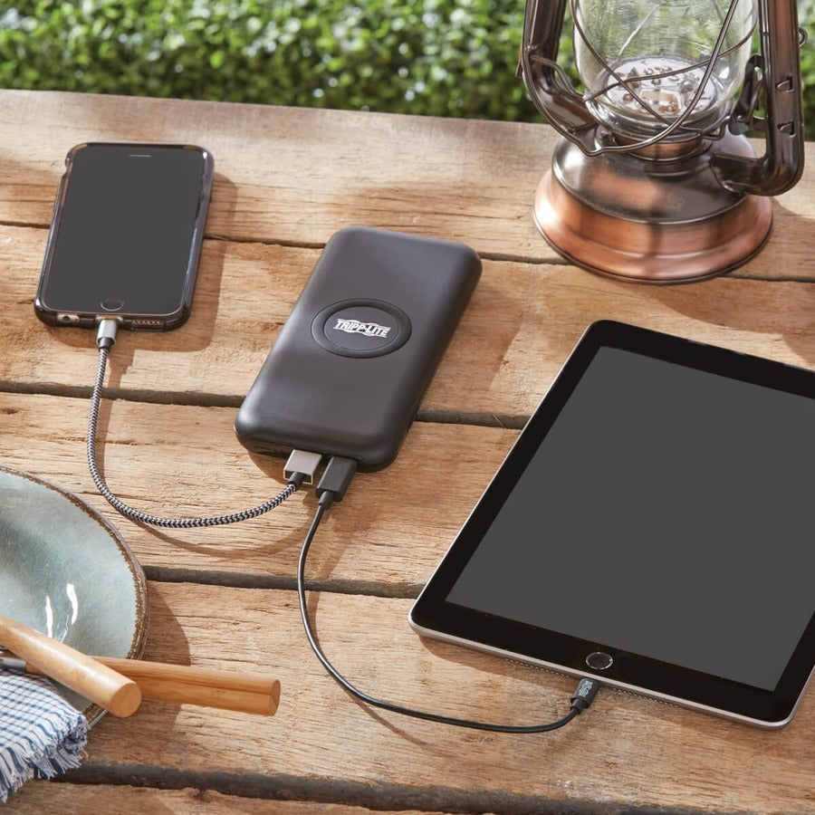 Tripp Lite by Eaton Portable Wireless Charging Power Bank - 10,000 mAh Qi Certified Apple and Samsung Compatible Black