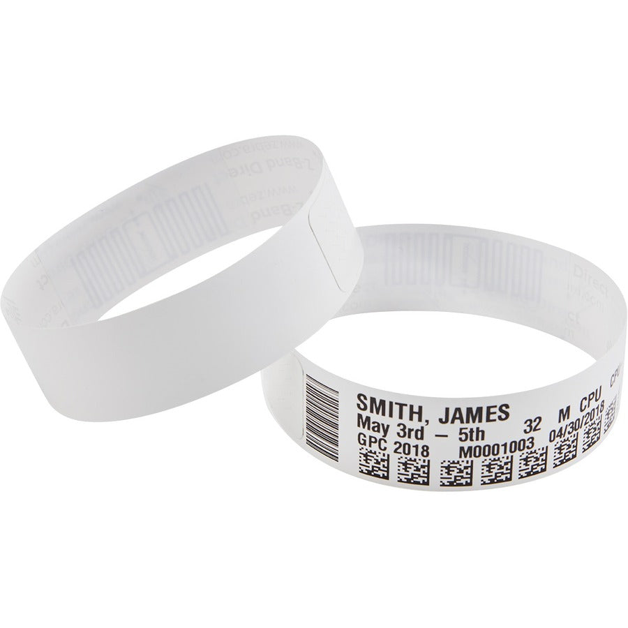 Zebra Wristband Polypropylene 0.75 x 11in Direct Thermal Zebra Z-Band Direct 1 in core