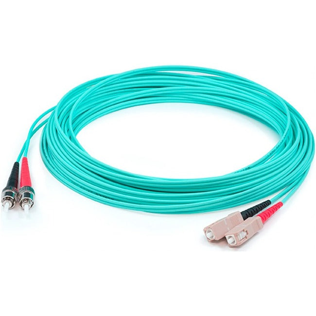 AddOn 1m SC (Male) to ST (Male) Straight Aqua OM4 Duplex LSZH Fiber Patch Cable