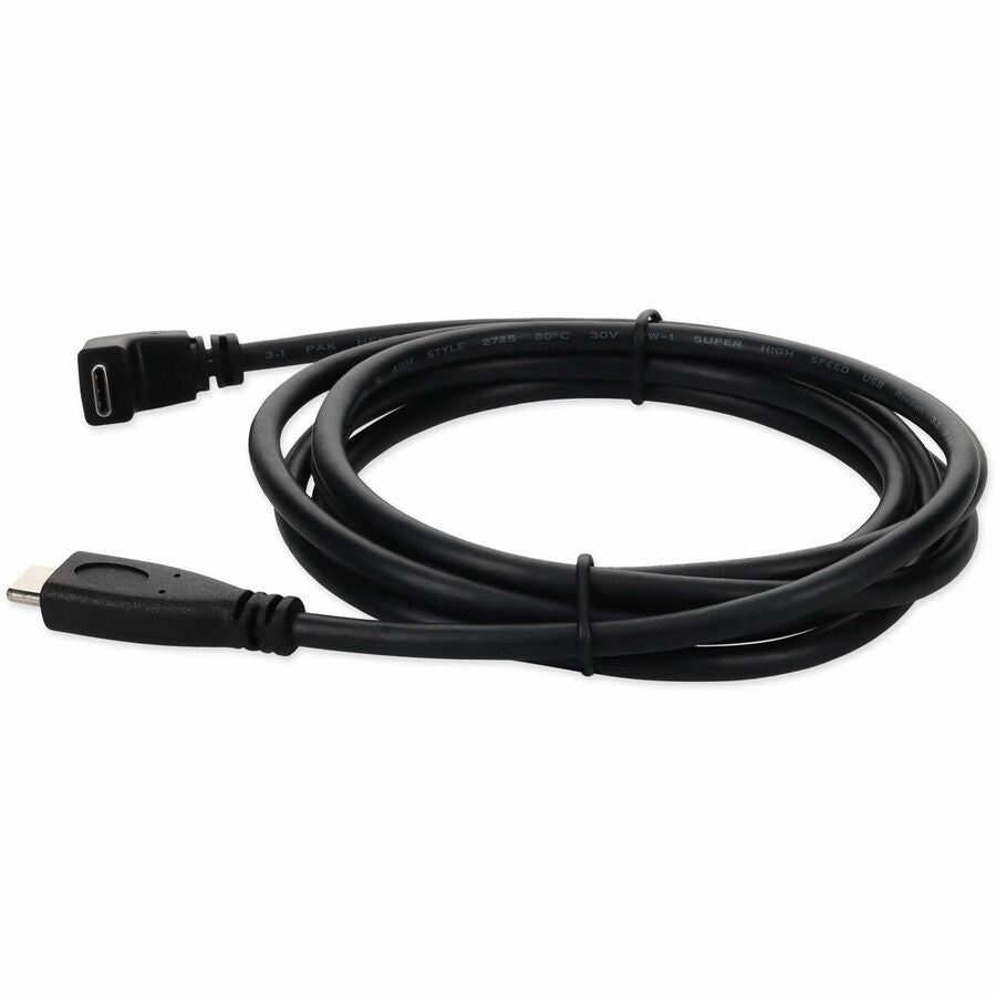 6ft (2m) USB-C 3.1 (Male) to USB-C 3.1 (Male) Right Angled Black Cable