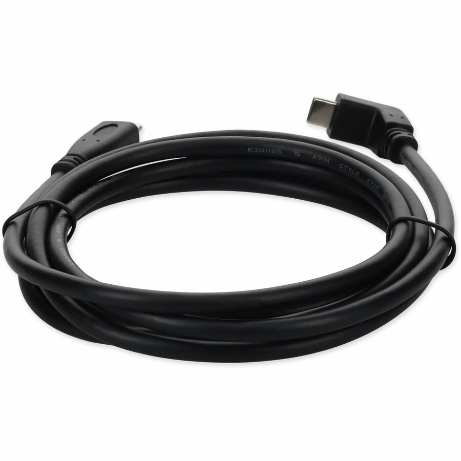 6ft (2m) USB-C 3.1 (Male) to USB-C 3.1 (Male) Right Angled Black Cable