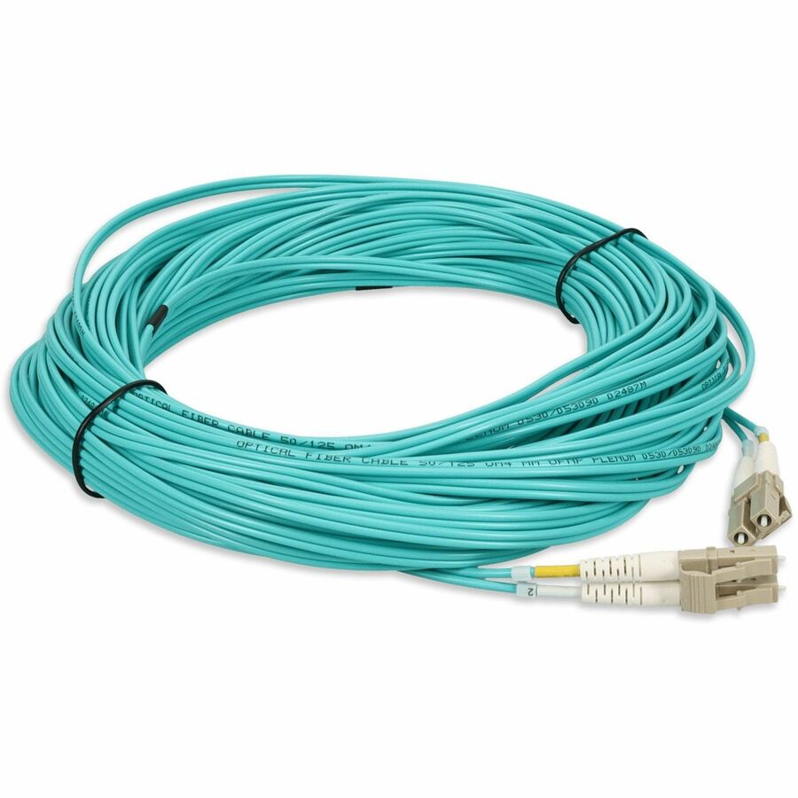 AddOn 22m LC (Male) to LC (Male) Straight Aqua OM4 Duplex Plenum Fiber Patch Cable