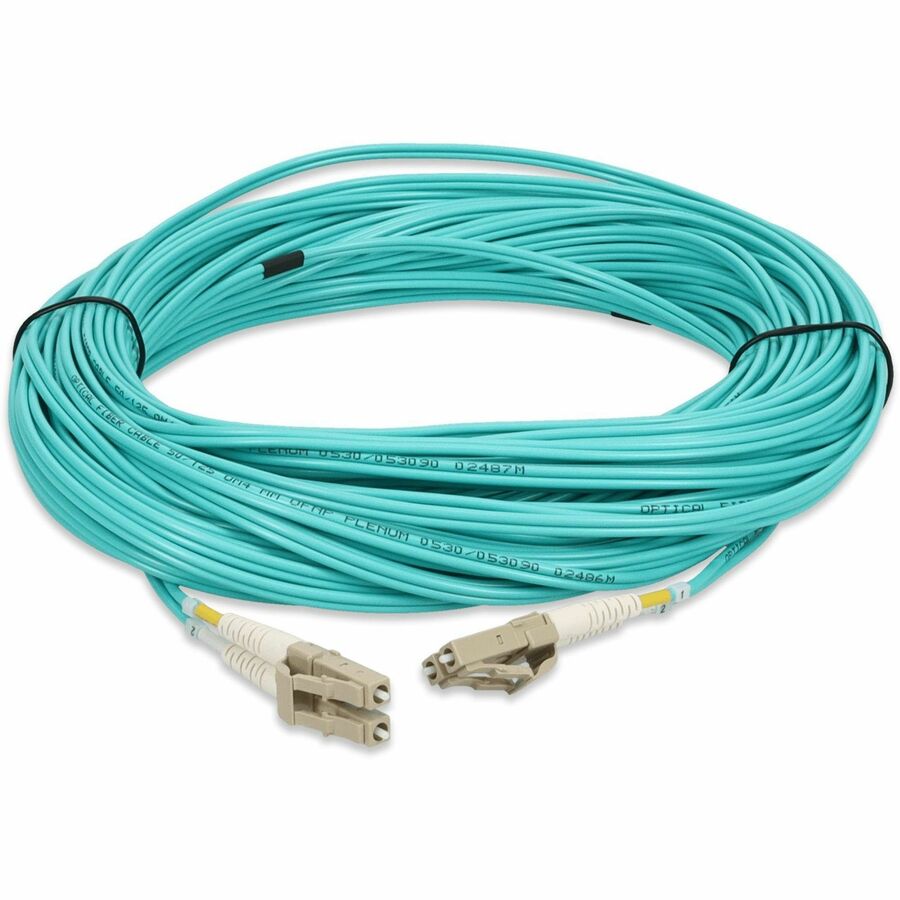 AddOn 22m LC (Male) to LC (Male) Straight Aqua OM4 Duplex Plenum Fiber Patch Cable