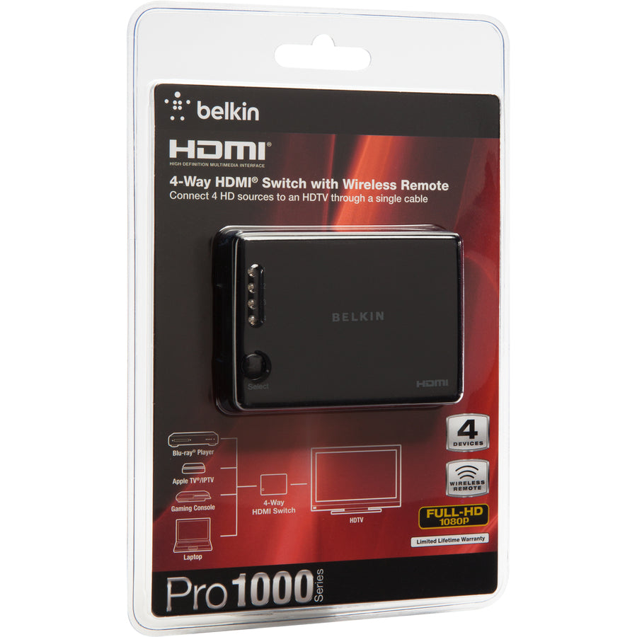 Belkin 4-Way HDMI Switch with Wireless Remote