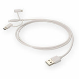 3ft (1m) USB-A 2.0 to Lightning, USB-C 3.1, Micro-USB 2.0 (B) Male to Male White Cable