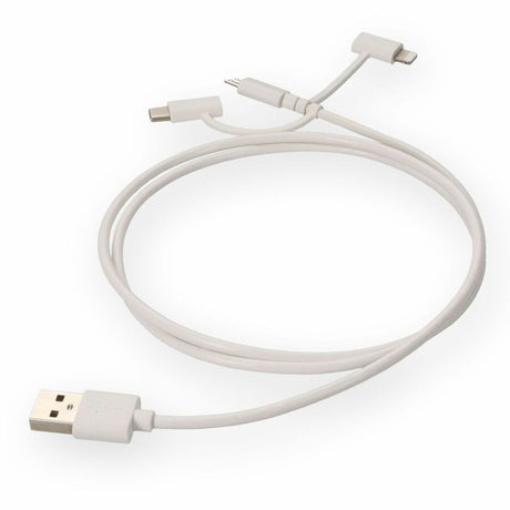 3ft (1m) USB-A 2.0 to Lightning, USB-C 3.1, Micro-USB 2.0 (B) Male to Male White Cable