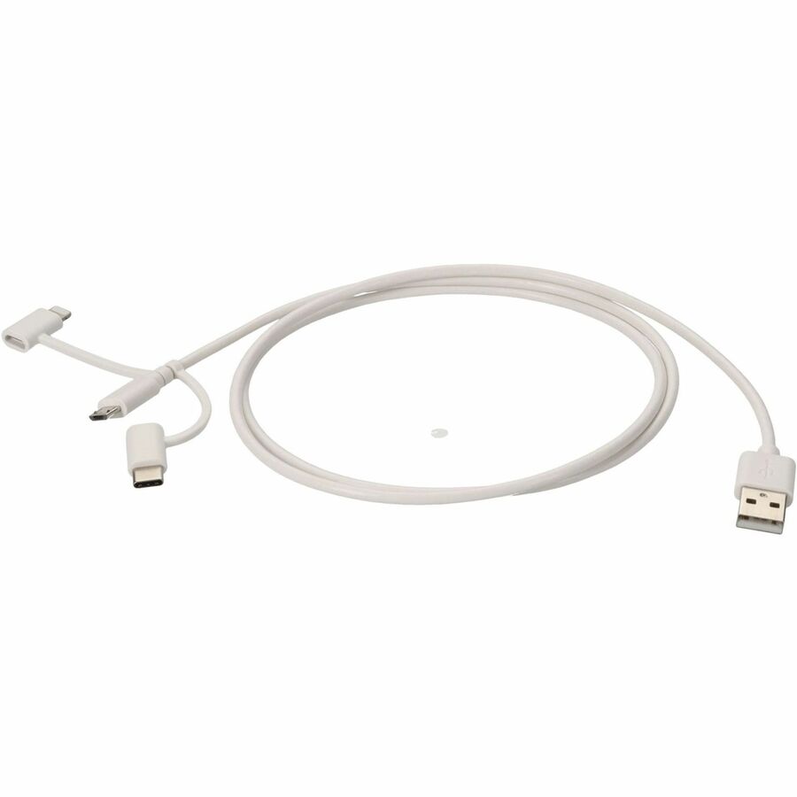 3ft (1m) USB-A 2.0 to Lightning, USB-C 3.1, Micro-USB 2.0 (B) Male to Male White Cable