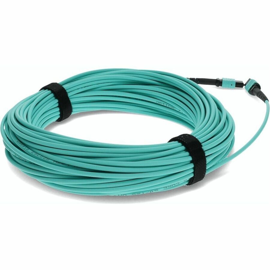 AddOn 21m MPO (Female) to MPO (Female) 12-Strand Aqua OM4 Straight Fiber OFNR (Riser-Rated) Patch Cable