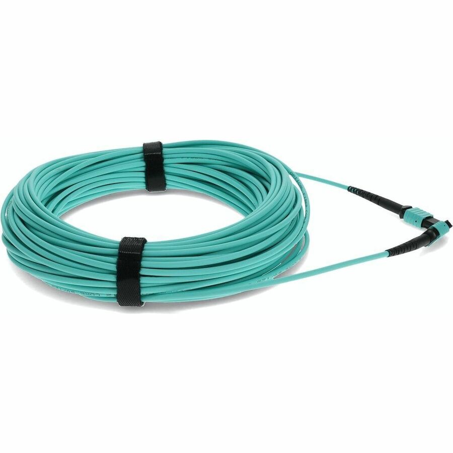 AddOn 21m MPO (Female) to MPO (Female) 12-Strand Aqua OM4 Straight Fiber OFNR (Riser-Rated) Patch Cable