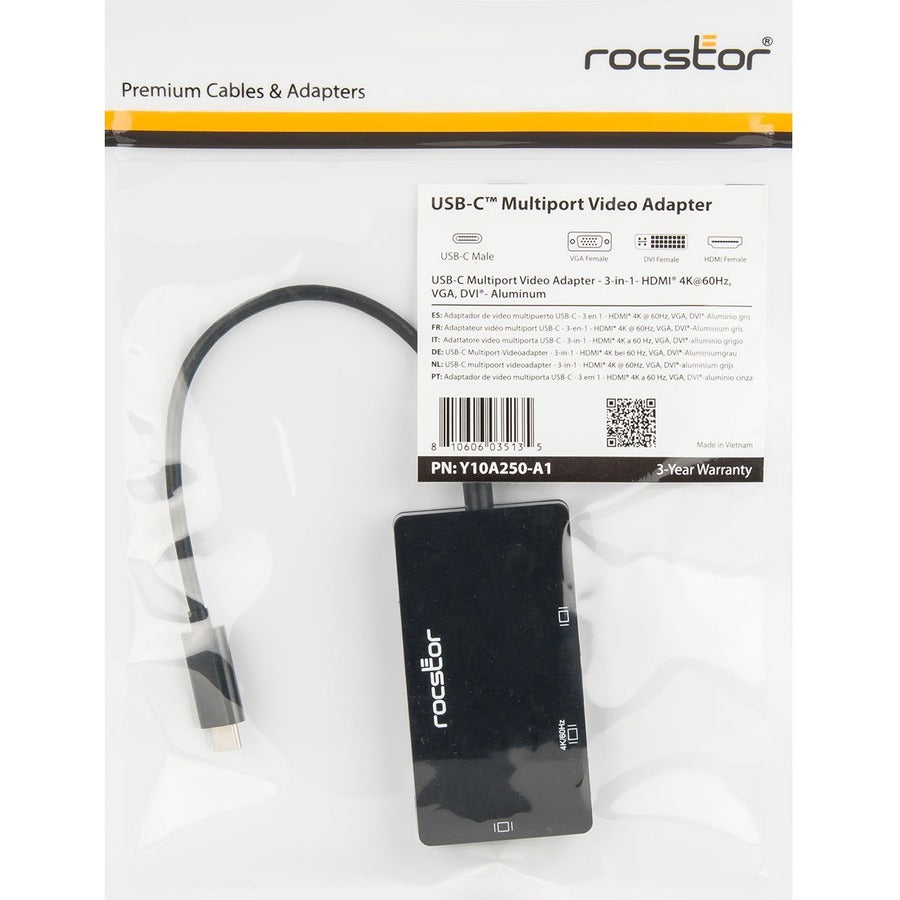 Rocstor Premium USB-C Multiport Video Adapter 3-in-1