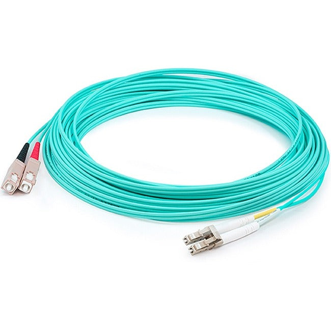 AddOn 11m LC (Male) to SC (Male) Straight Aqua OM4 Duplex Plenum Fiber Patch Cable