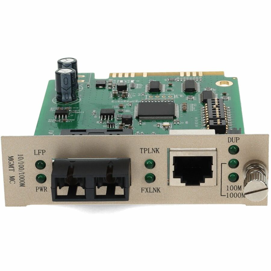 AddOn 10/100/1000Base-TX(RJ-45) to 1000Base-SX(SC) MMF 850nm 550m Media Converter Card for our rack or Standalone Systems