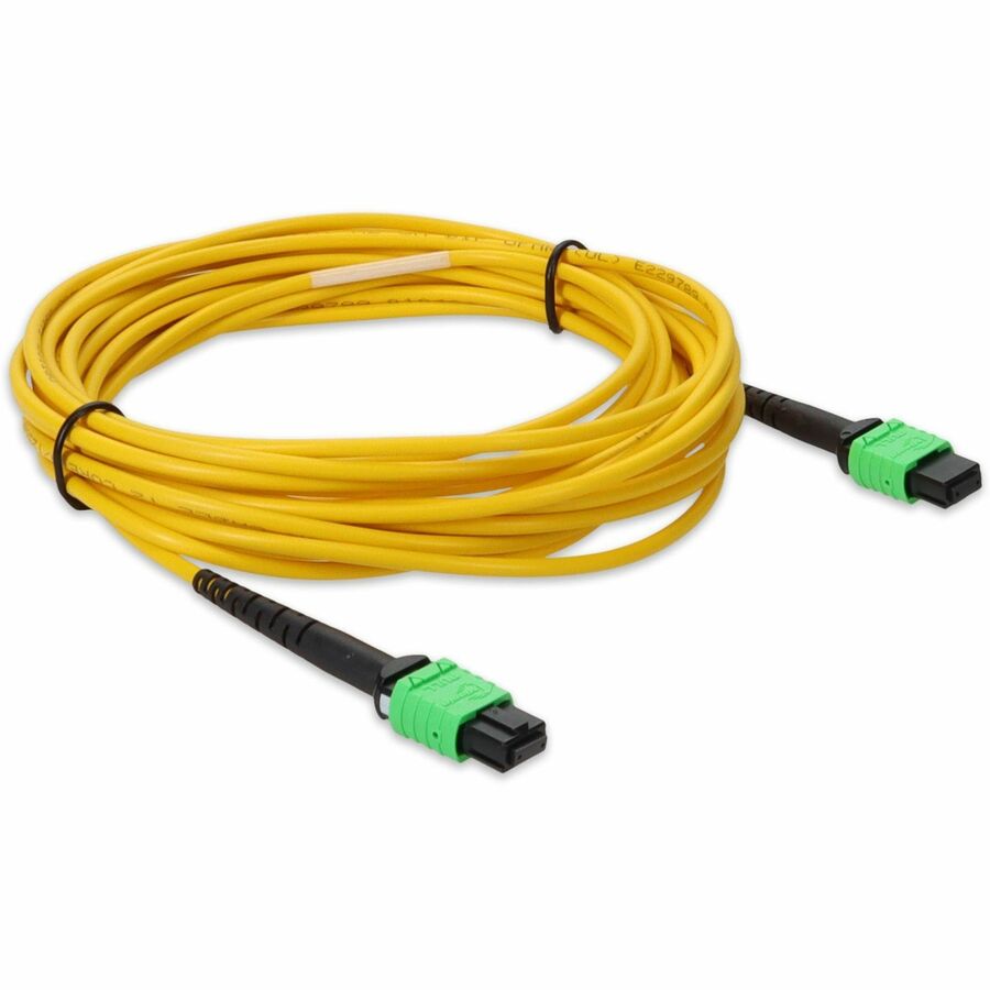 AddOn 1m MPO (Female) to MPO (Female) 12-Strand Yellow OS2 Straight Fiber OFNR (Riser-Rated) Patch Cable