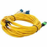 AddOn 1m MPO (Female) to 6xLC (Male) 12-Strand Yellow OS2 Duplex OFNR (Riser-Rated) Fiber Fanout Cable