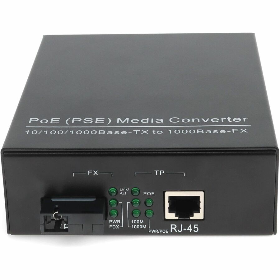 AddOn 10/100/1000Base-TX(RJ-45) to 1000Base-BXU(SC) BiDi SMF 1310nm/1550nm 20km POE Media Converter