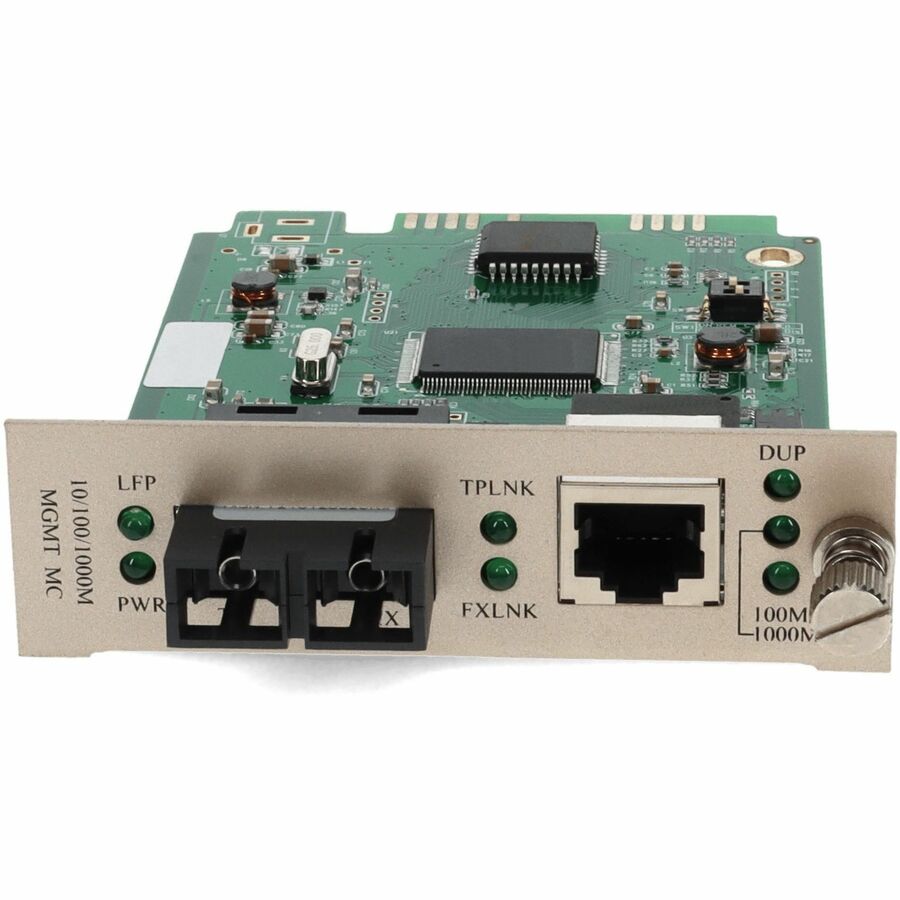 AddOn 10/100/1000Base-TX(RJ-45) to 1000Base-LX(SC) SMF 1310nm 20km Media Converter Card for our rack or Standalone Systems