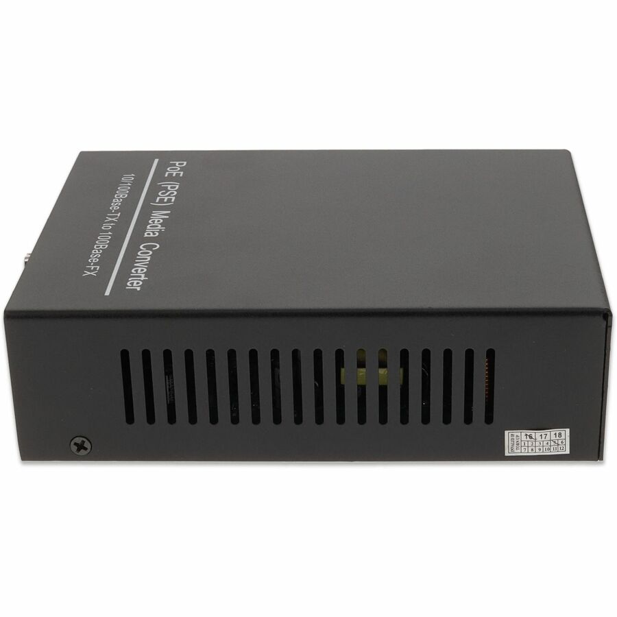 AddOn 10/100Base-TX(RJ-45) to 100Base-BXU(ST) BiDi SMF 1310nm/1550nm 20km POE Media Converter