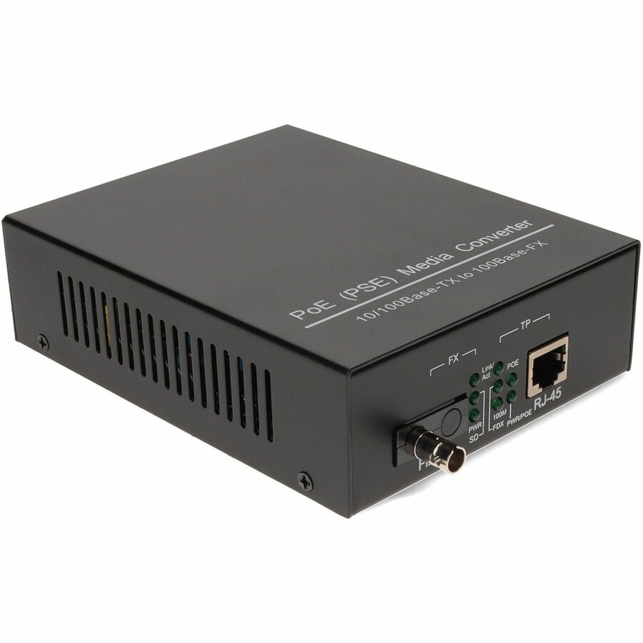 AddOn 10/100Base-TX(RJ-45) to 100Base-BXU(ST) BiDi SMF 1310nm/1550nm 20km POE Media Converter