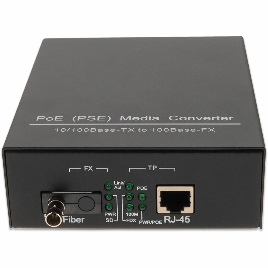 AddOn 10/100Base-TX(RJ-45) to 100Base-BXU(ST) BiDi SMF 1310nm/1550nm 20km POE Media Converter