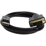 5PK 6ft DisplayPort 1.2 Male to DVI-D Dual Link (24+1 pin) Male Black Cables Which Requires DP++ For Resolution Up to 2560x1600 (WQXGA)