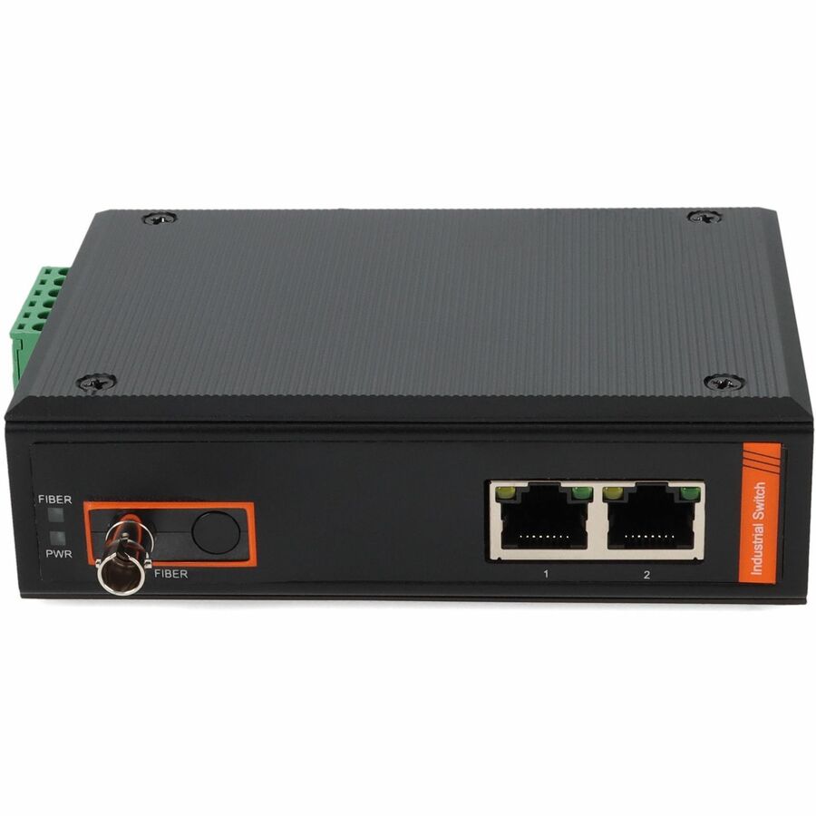 AddOn 2 10/100Base-TX(RJ-45) to 1 100Base-BXU(ST) SMF 1310nmTX/1550nmRX 20km Industrial Media Converter Switch