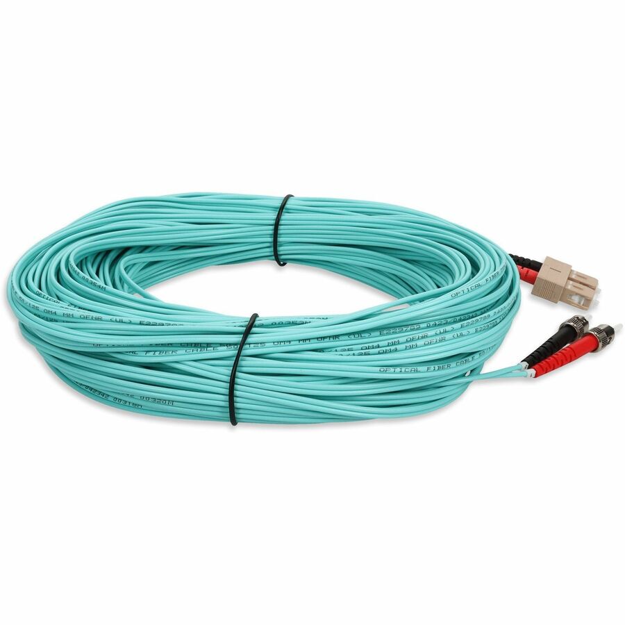 AddOn 20m SC (Male) to ST (Male) Aqua OM4 Duplex Fiber OFNR (Riser-Rated) Patch Cable