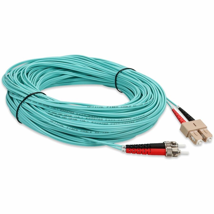 AddOn 20m SC (Male) to ST (Male) Aqua OM4 Duplex Fiber OFNR (Riser-Rated) Patch Cable