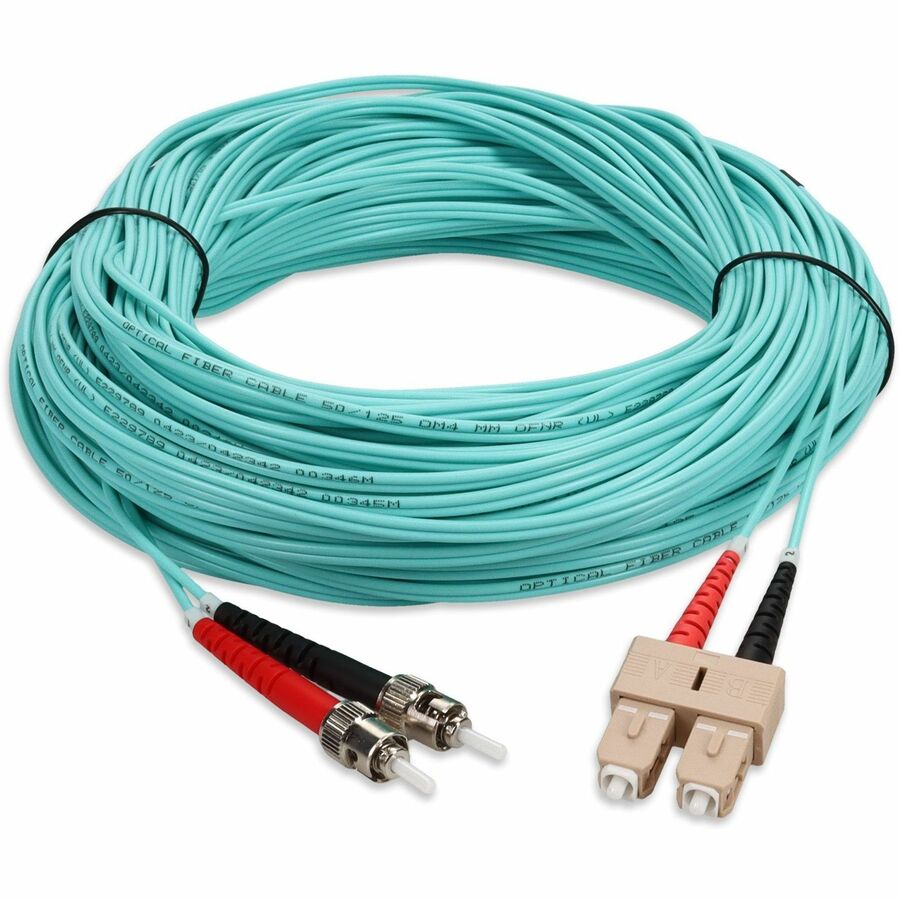 AddOn 20m SC (Male) to ST (Male) Aqua OM4 Duplex Fiber OFNR (Riser-Rated) Patch Cable