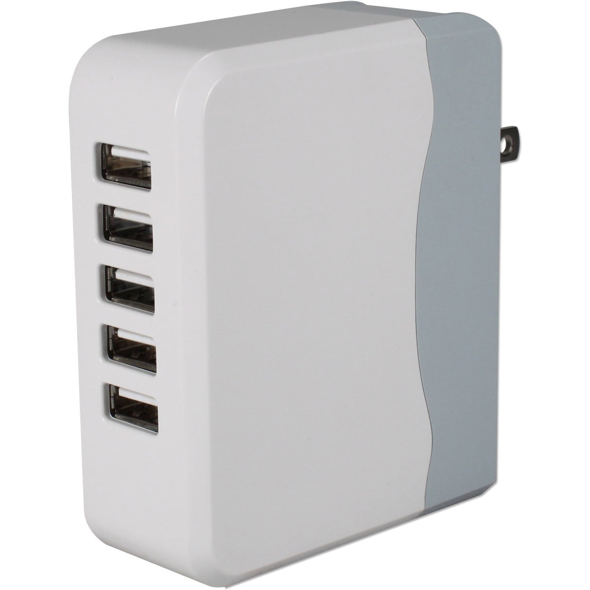 QVS 5-Port 6.8amp USB Universal AC Charger with Folding Power Plug