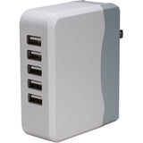 QVS 5-Port 6.8amp USB Universal AC Charger with Folding Power Plug