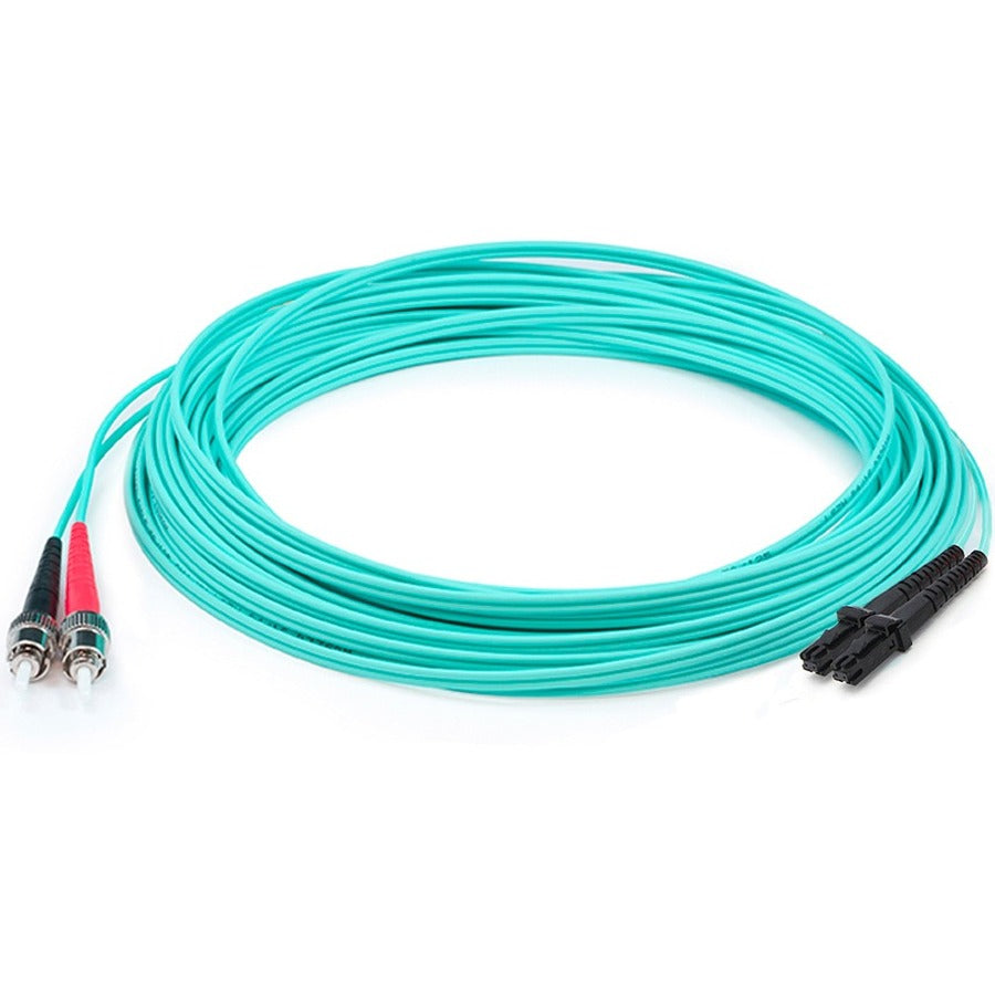 AddOn 10m MT-RJ (Male) to ST (Male) Aqua OM3 Duplex Fiber OFNR (Riser-Rated) Patch Cable