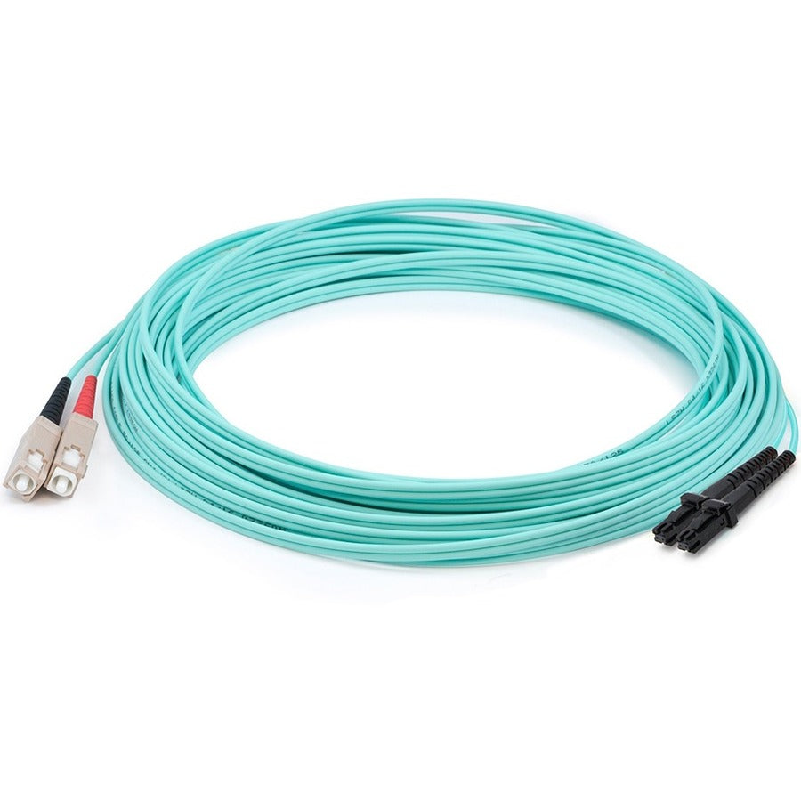 AddOn 20m MT-RJ (Male) to SC (Male) Aqua OM3 Duplex Fiber OFNR (Riser-Rated) Patch Cable