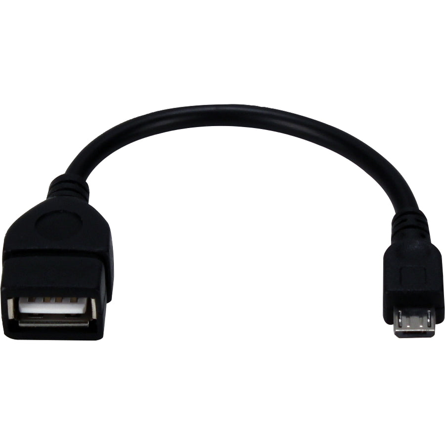 QVS 6 Inches Micro-USB Male to USB-A Female OTG Adaptor for Smartphone or Tablet