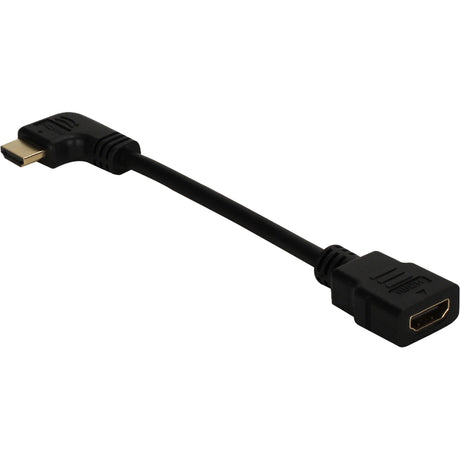 QVS 0.5ft Left-Angle High Speed HDMI Male to Female UltraHD 4K Flex Adaptor