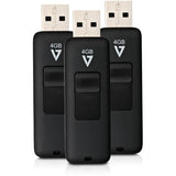 V7 4GB USB 2.0 Flash Drive 3 Pack Combo - With Retractable USB connector