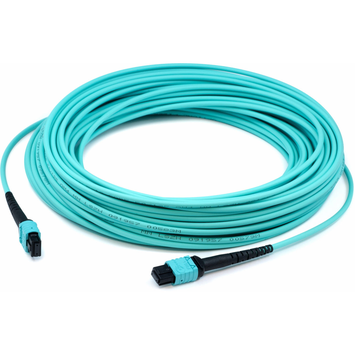 AddOn 1m MPO (Male) to MPO (Female) 12-Strand Aqua OM4 Crossover Duplex OFNR (Riser-Rated) Fiber Patch Cable