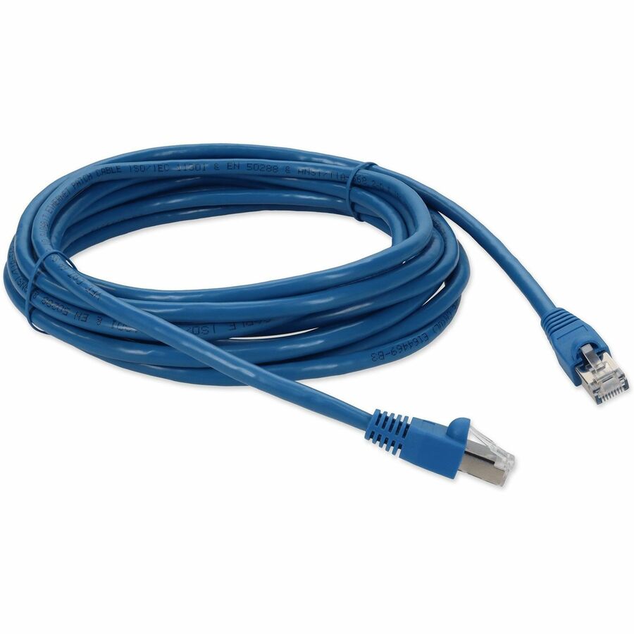 AddOn 20ft RJ-45 (Male) to RJ-45 (Male) Straight Microboot, Snagless Blue Cat6A STP Copper PVC Patch Cable