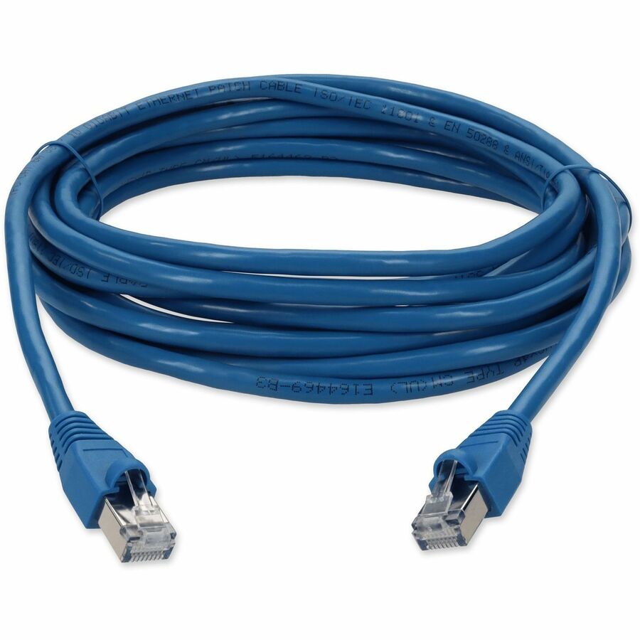 AddOn 20ft RJ-45 (Male) to RJ-45 (Male) Straight Microboot, Snagless Blue Cat6A STP Copper PVC Patch Cable