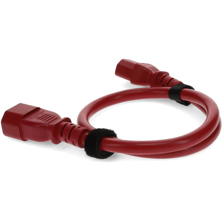 2ft C13 Female to C14 Male 18AWG 100-250V at 10A Red Power Cable
