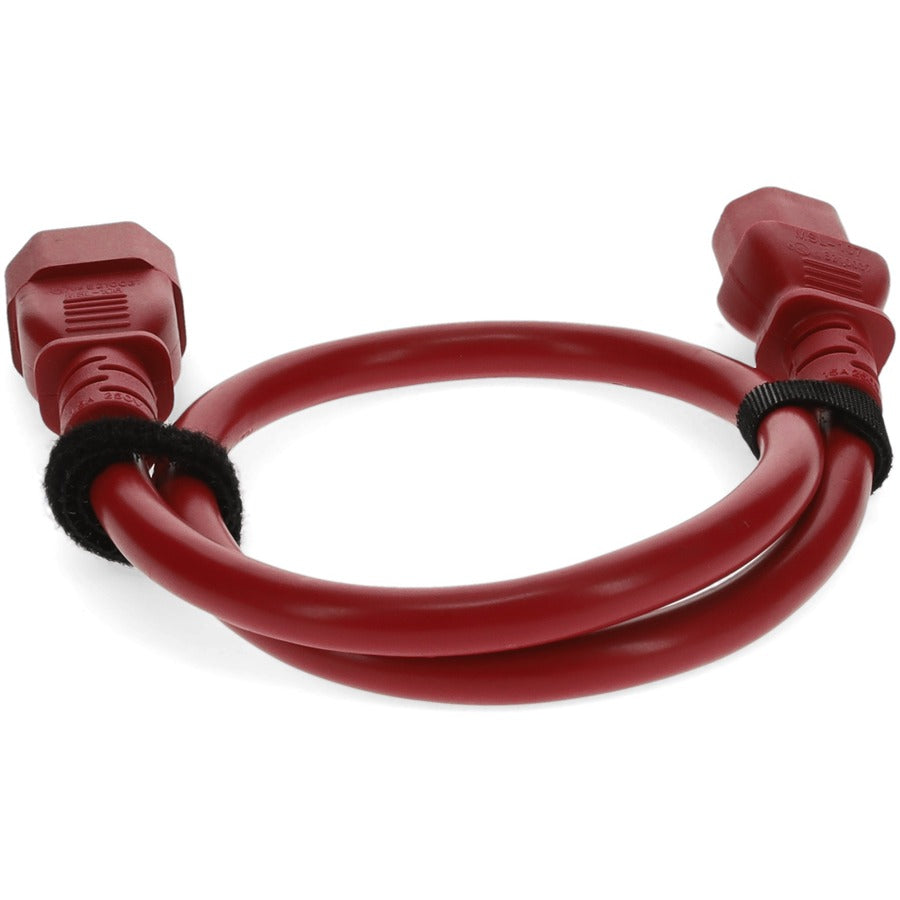 2ft C13 Female to C14 Male 18AWG 100-250V at 10A Red Power Cable