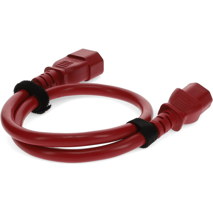 2ft C13 Female to C14 Male 18AWG 100-250V at 10A Red Power Cable