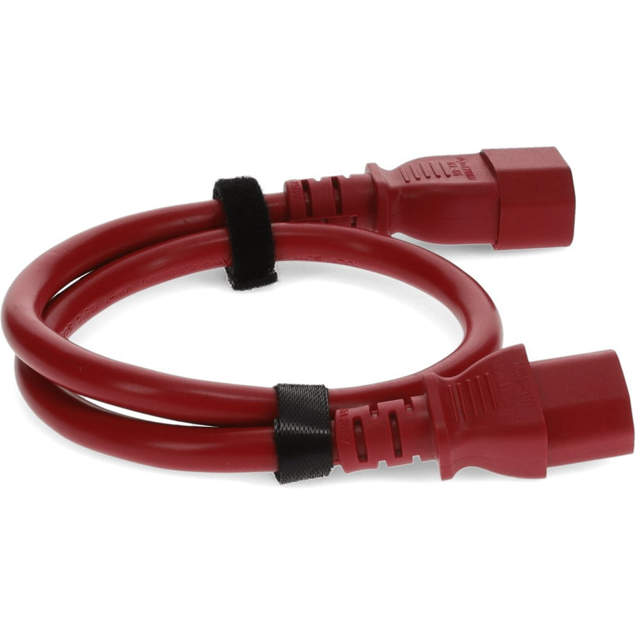 2ft C13 Female to C14 Male 18AWG 100-250V at 10A Red Power Cable